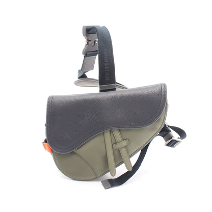DIOR × sacai SADDLE サドル ボディバッグ ナイロン レザー カーキグリーン ダークグレー クリスチャンディオール バッグ Christian Dior