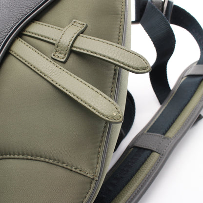 DIOR × sacai SADDLE サドル ボディバッグ ナイロン レザー カーキグリーン ダークグレー クリスチャンディオール バッグ Christian Dior
