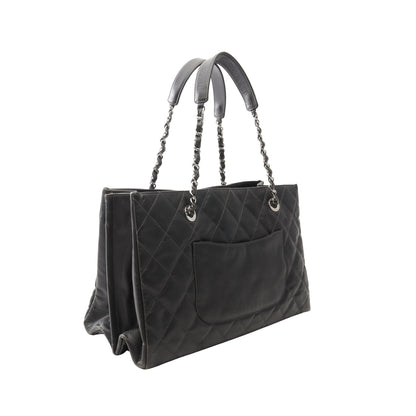 マトラッセ チェーンショルダーバッグ チェーントートバッグ レザー ブラック シルバー金具 シャネル バッグ CHANEL