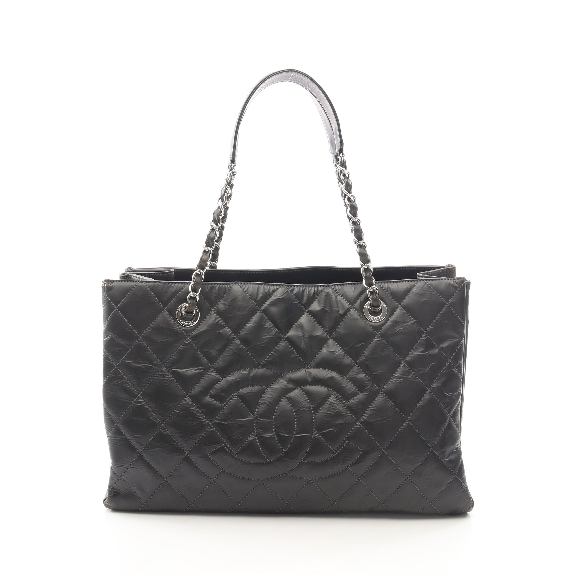 マトラッセ チェーンショルダーバッグ チェーントートバッグ レザー ブラック シルバー金具 シャネル バッグ CHANEL