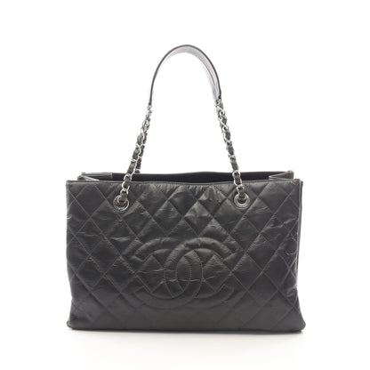 マトラッセ チェーンショルダーバッグ チェーントートバッグ レザー ブラック シルバー金具 シャネル バッグ CHANEL