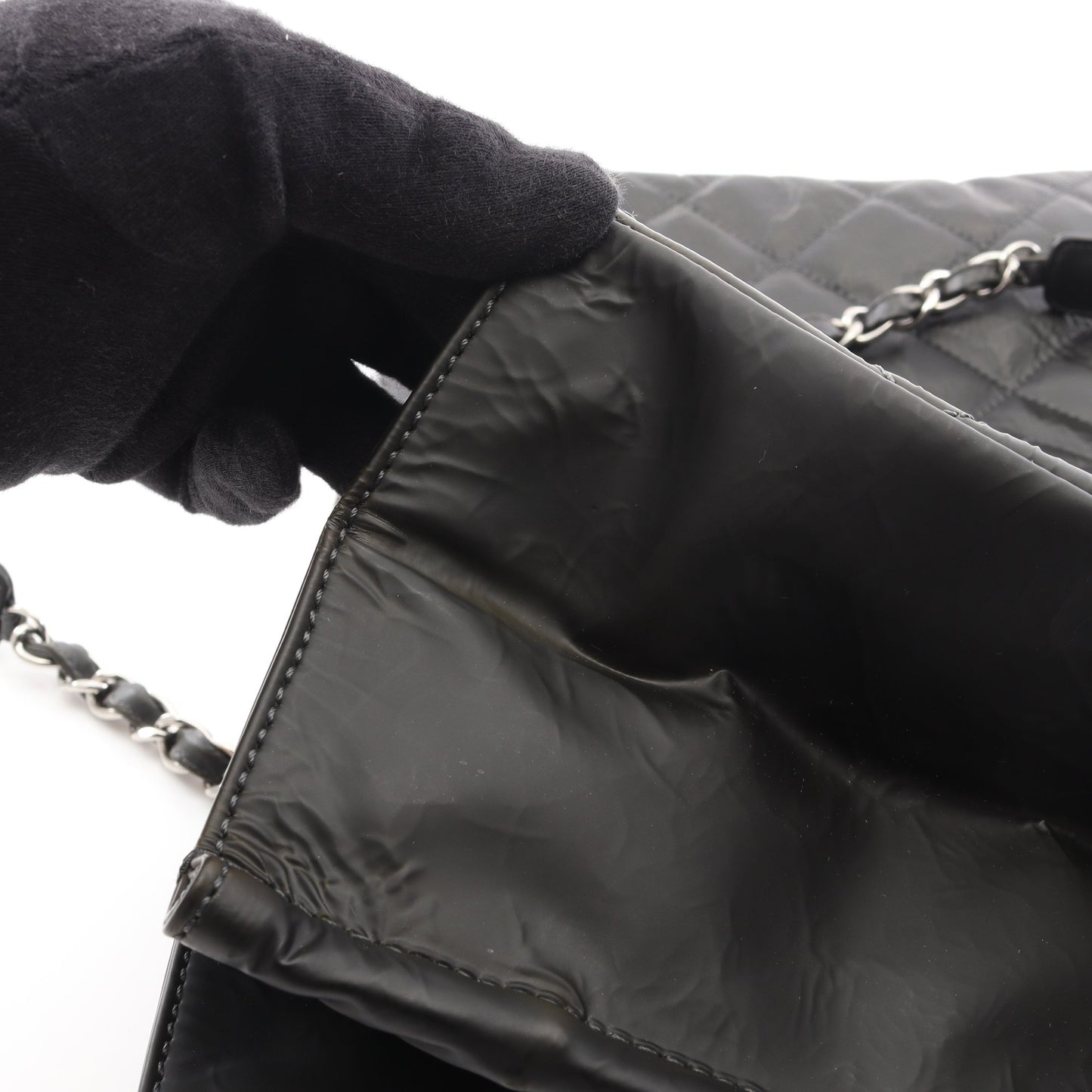 マトラッセ チェーンショルダーバッグ チェーントートバッグ レザー ブラック シルバー金具 シャネル バッグ CHANEL