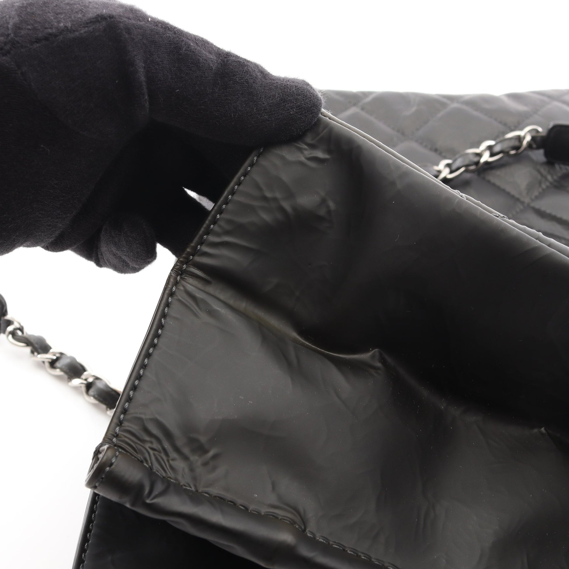 マトラッセ チェーンショルダーバッグ チェーントートバッグ レザー ブラック シルバー金具 シャネル バッグ CHANEL