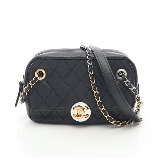 マトラッセ カメラバッグ チェーンショルダーバッグ レザー ネイビー コンビ金具 シャネル バッグ CHANEL