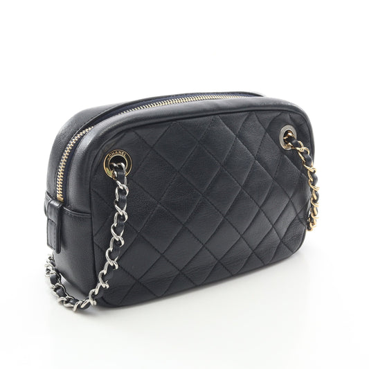 マトラッセ カメラバッグ チェーンショルダーバッグ レザー ネイビー コンビ金具 シャネル バッグ CHANEL