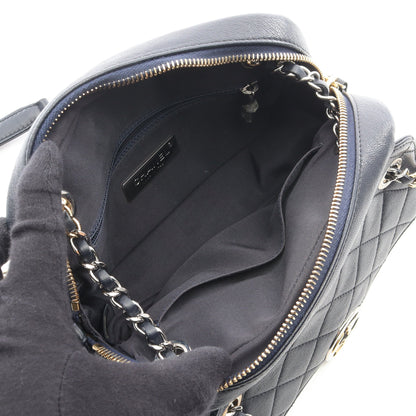 マトラッセ カメラバッグ チェーンショルダーバッグ レザー ネイビー コンビ金具 シャネル バッグ CHANEL