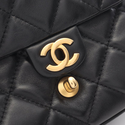 マトラッセ スモールフラップ チェーンショルダーバッグ ラムスキン ブラック ゴールド金具 シャネル バッグ CHANEL