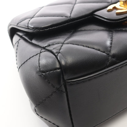 マトラッセ スモールフラップ チェーンショルダーバッグ ラムスキン ブラック ゴールド金具 シャネル バッグ CHANEL