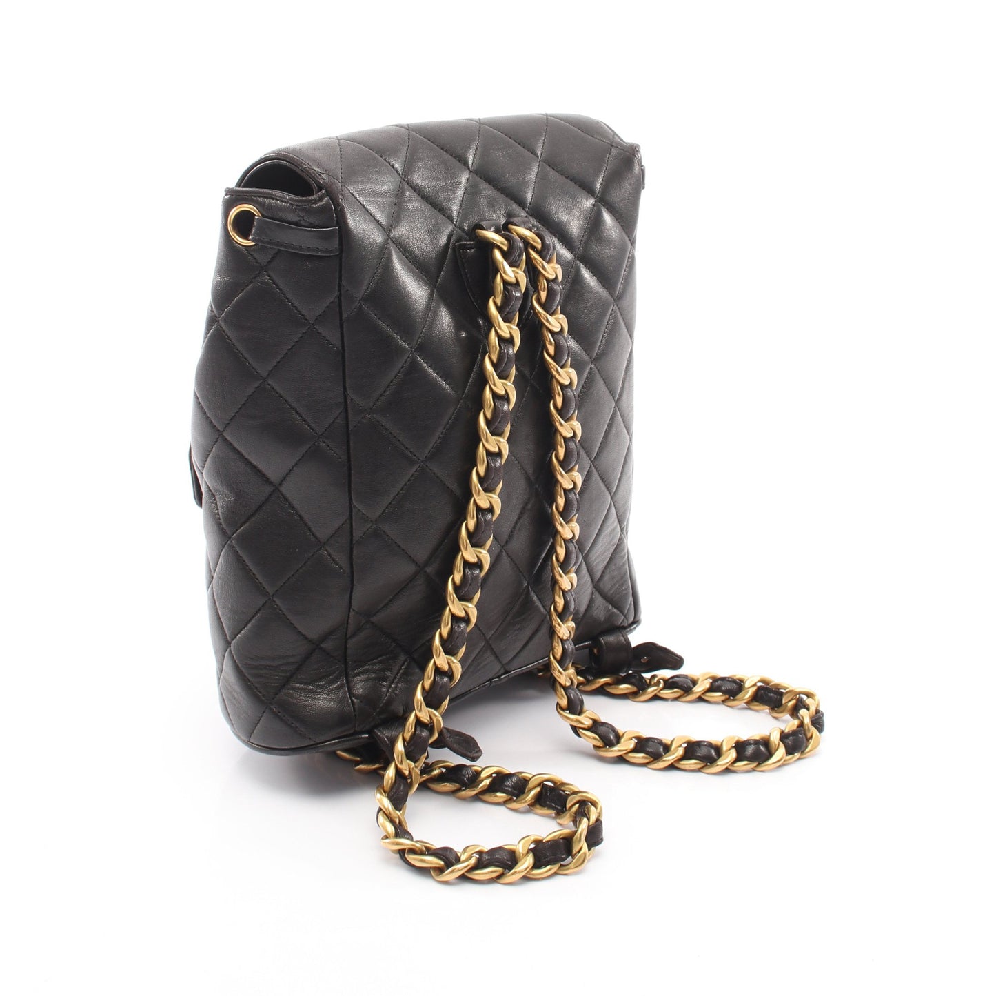 マトラッセ ターンロック チェーン バックパック リュックサック ラムスキン ブラック ゴールド金具 シャネル バッグ CHANEL