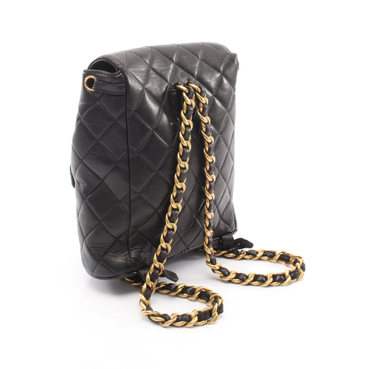 マトラッセ ターンロック チェーン バックパック リュックサック ラムスキン ブラック ゴールド金具 シャネル バッグ CHANEL