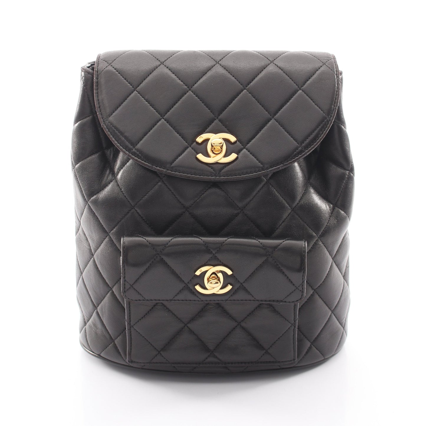 マトラッセ ターンロック チェーン バックパック リュックサック ラムスキン ブラック ゴールド金具 シャネル バッグ CHANEL