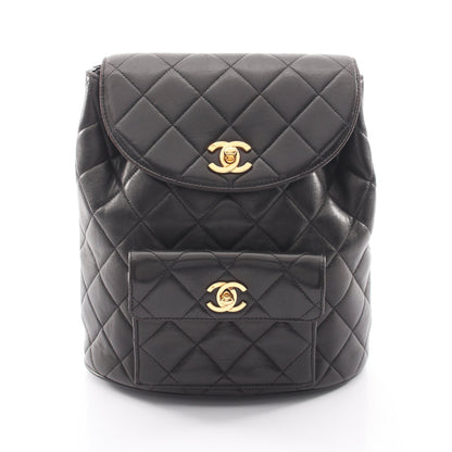 マトラッセ ターンロック チェーン バックパック リュックサック ラムスキン ブラック ゴールド金具 シャネル バッグ CHANEL