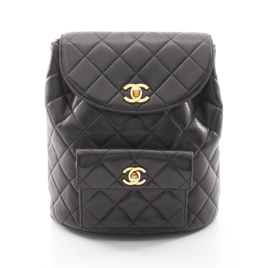 マトラッセ ターンロック チェーン バックパック リュックサック ラムスキン ブラック ゴールド金具 シャネル バッグ CHANEL