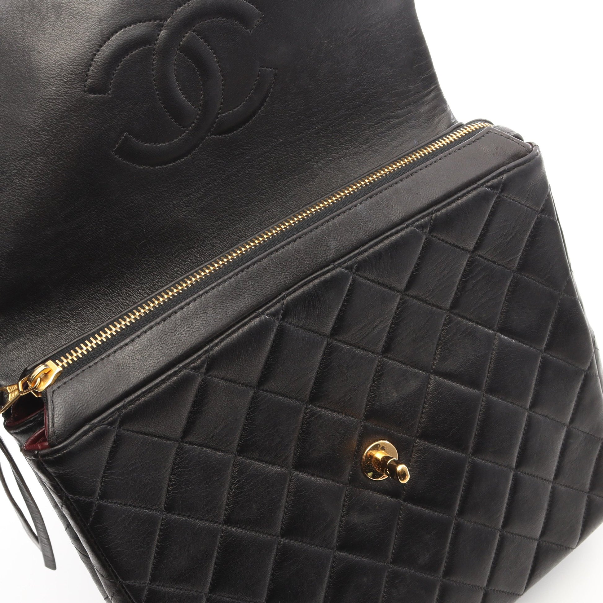 マトラッセ スクエア チェーン バックパック リュックサック ラムスキン ブラック ゴールド金具 シャネル バッグ CHANEL