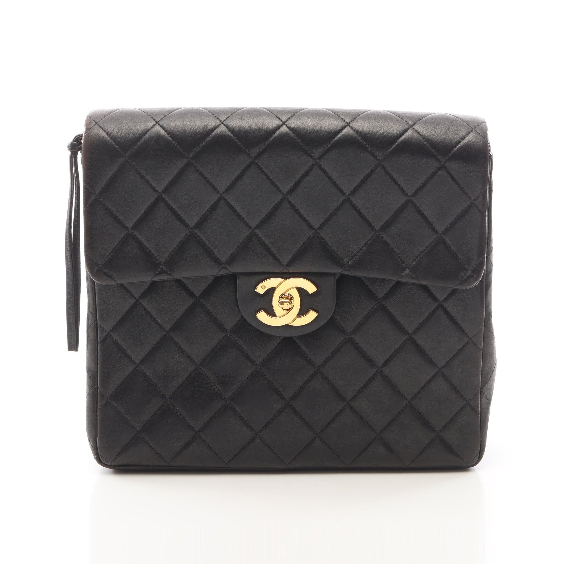マトラッセ スクエア チェーン バックパック リュックサック ラムスキン ブラック ゴールド金具 シャネル バッグ CHANEL