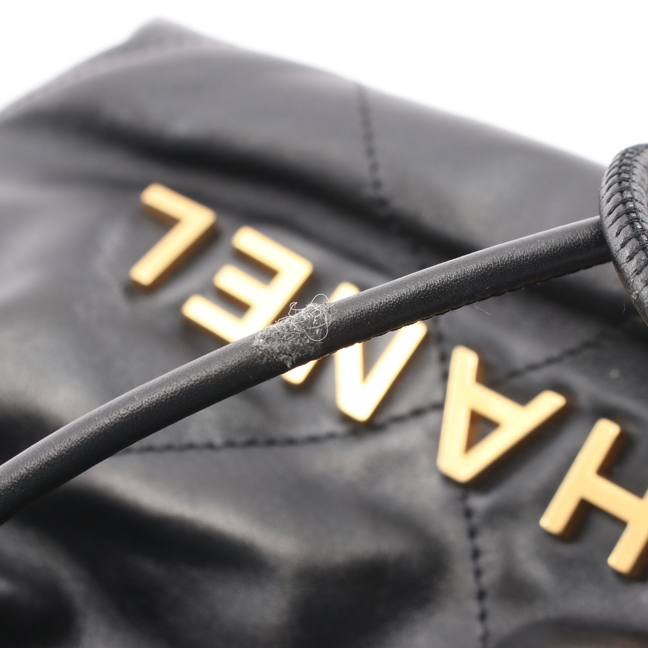 CHANEL 22 ミニ 2WAY チェーンショルダーバッグ レザー ブラック