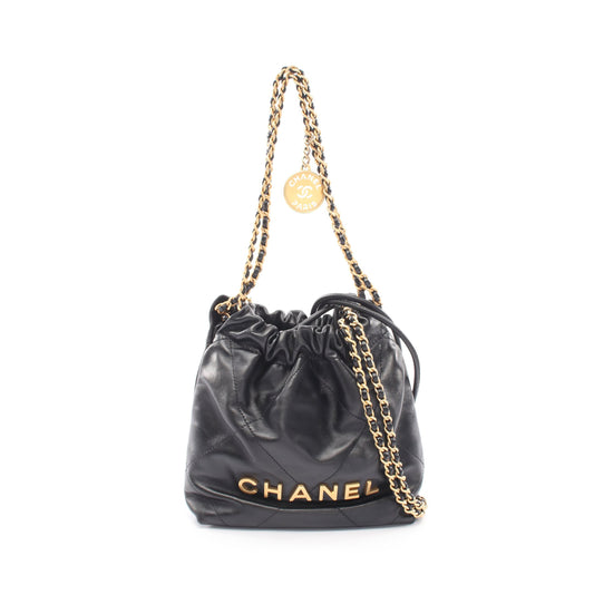 CHANEL 22 ミニ 2WAY チェーンショルダーバッグ レザー ブラック ゴールド金具 シャネル バッグ CHANEL
