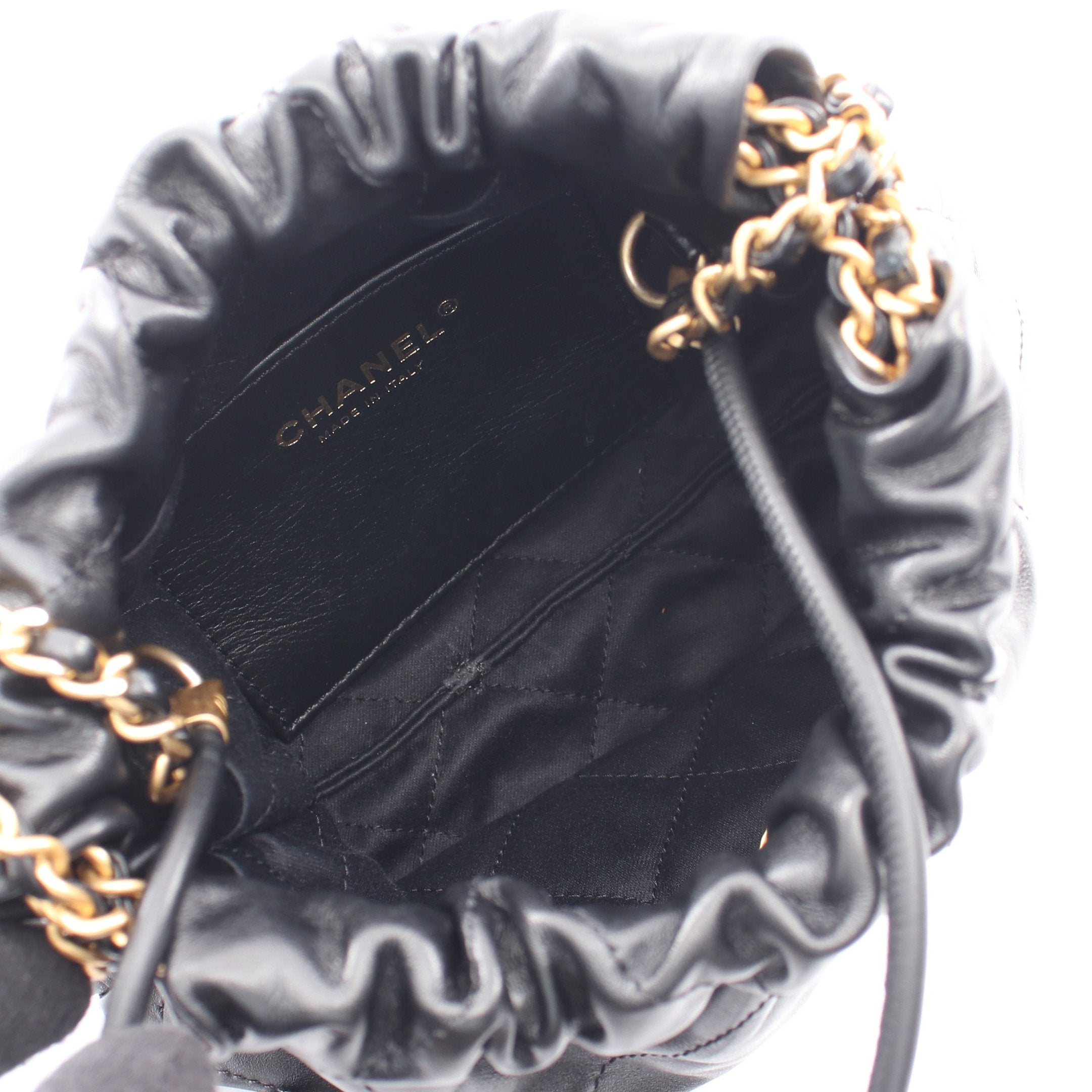 CHANEL 22 ミニ 2WAY チェーンショルダーバッグ レザー ブラック
