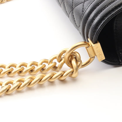 ボーイシャネル チェーンショルダーバッグ キャビアスキン ブラック アンティークゴールド金具 シャネル バッグ CHANEL