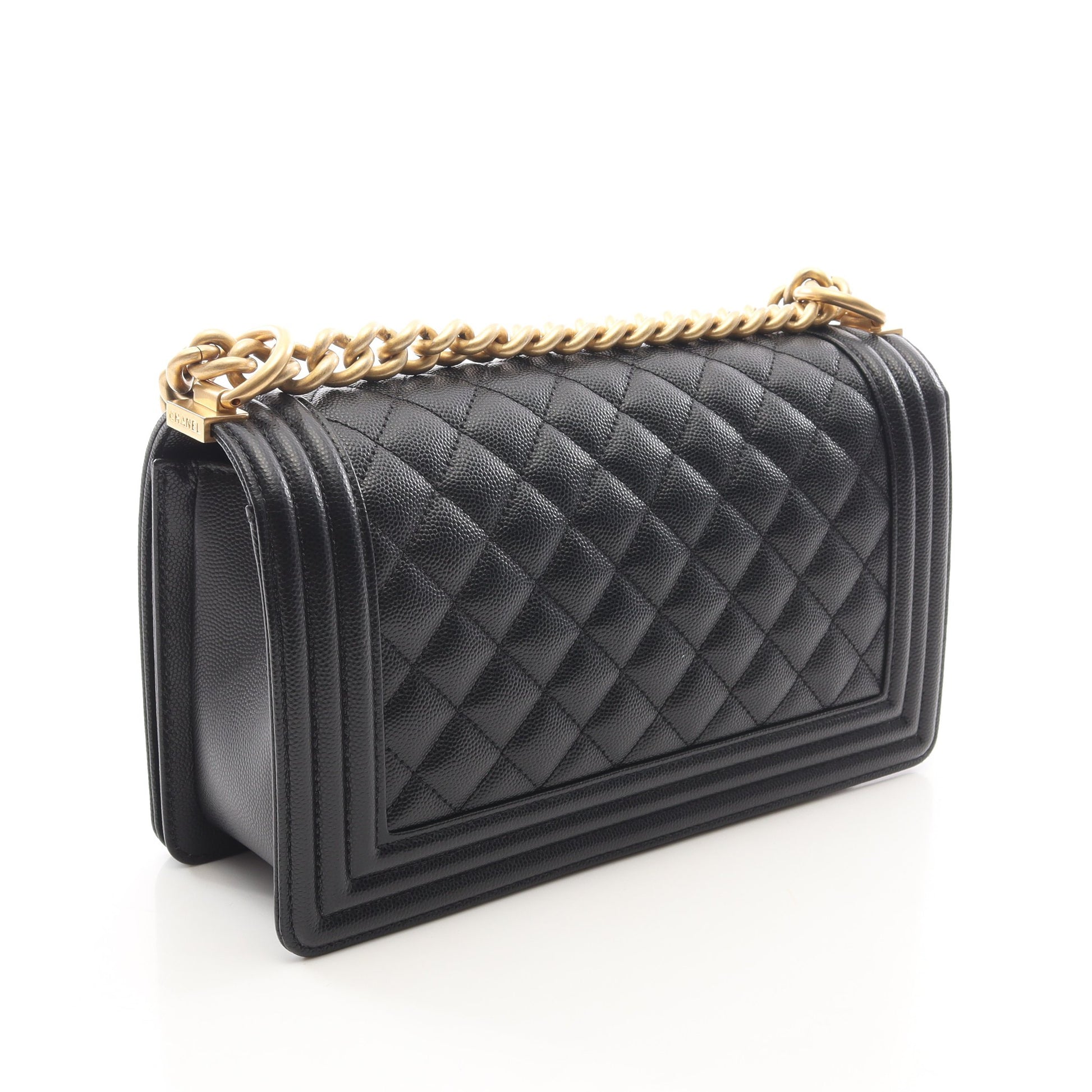 ボーイシャネル チェーンショルダーバッグ キャビアスキン ブラック アンティークゴールド金具 シャネル バッグ CHANEL