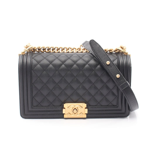 ボーイシャネル チェーンショルダーバッグ キャビアスキン ブラック アンティークゴールド金具 シャネル バッグ CHANEL