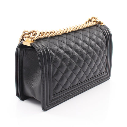 ボーイシャネル チェーンショルダーバッグ キャビアスキン ブラック アンティークゴールド金具 シャネル バッグ CHANEL