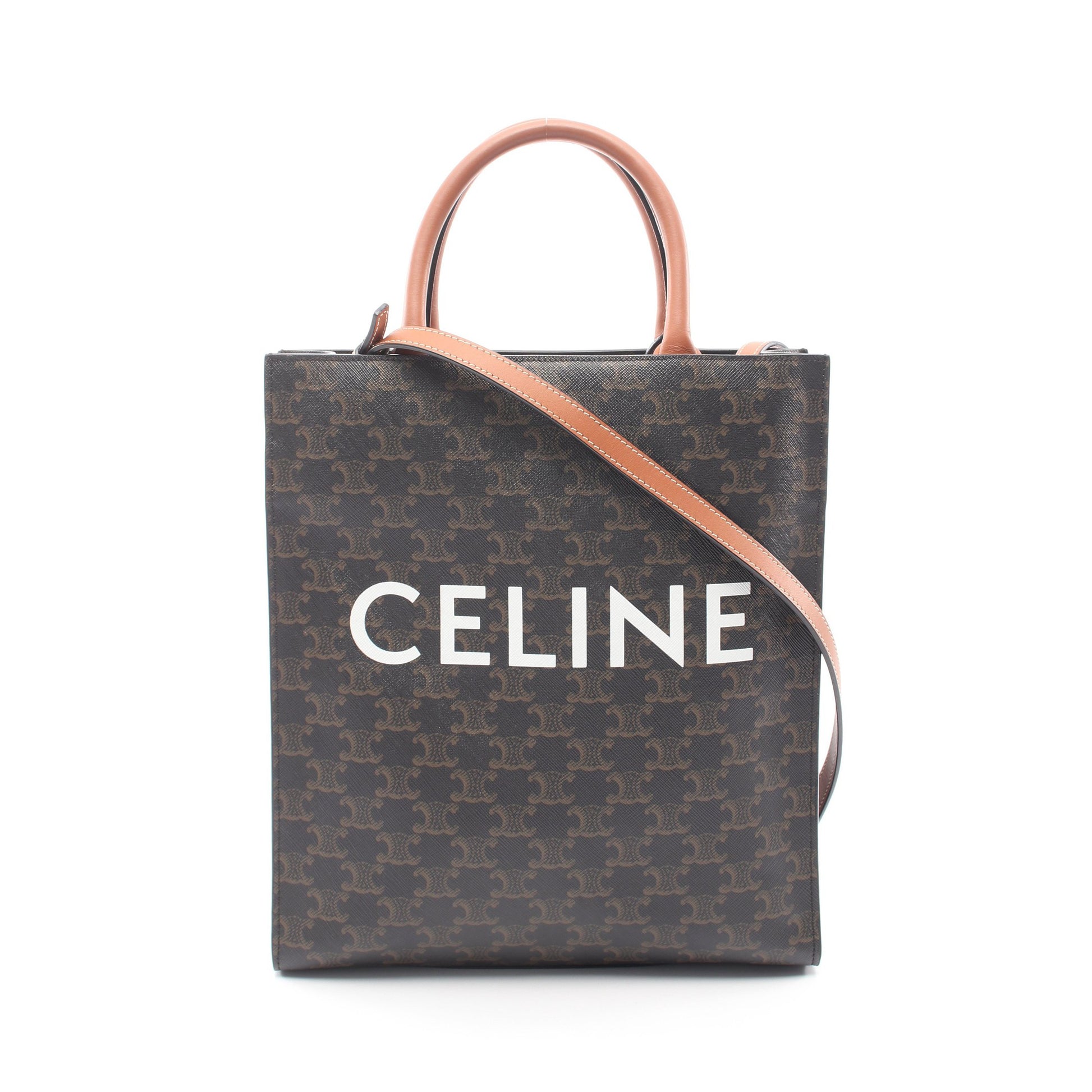 スモール バーティカル カバ トリオンフ 2WAY ハンドバッグ トートバッグ PVC レザー ブラック ブラウン セリーヌ バッグ CELINE