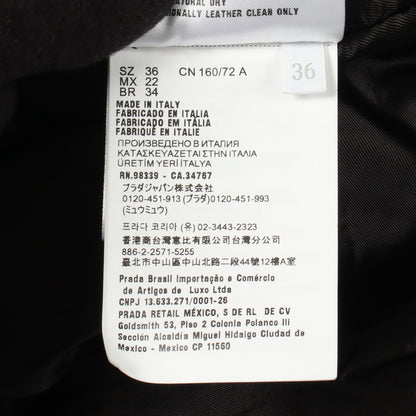 ロゴパッチ ボンバージャケット レザー ブラック ミュウミュウ