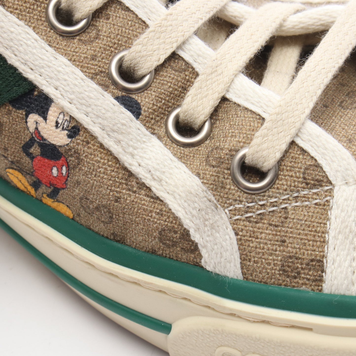 GUCCI × Disney テニス1977 ミッキーマウス ローカットスニーカー キャンバス ベージュ グリーン マルチカラー グッチ