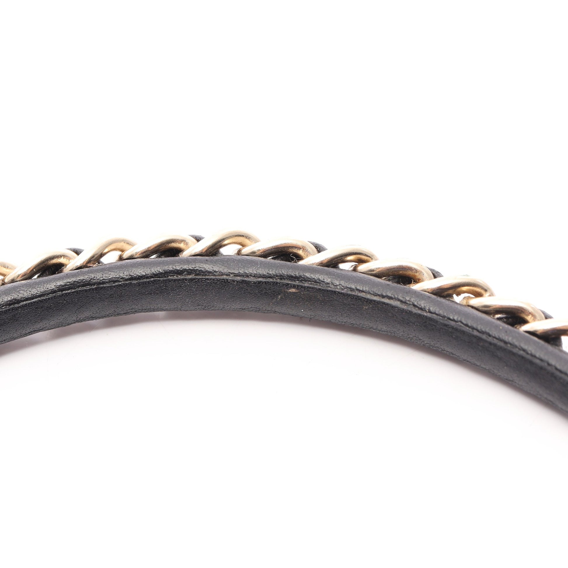 ココマーク カチューシャ GP レザー ブラック ゴールド ヴィンテージ シャネル アクセサリー CHANEL