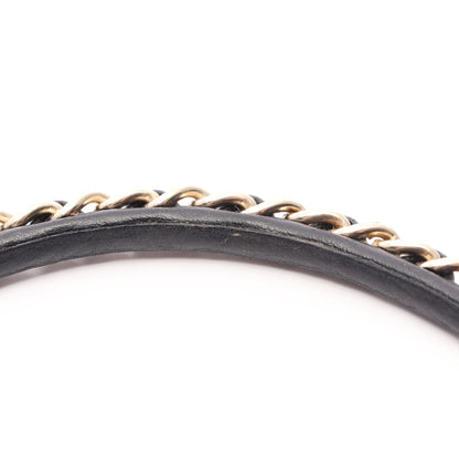 ココマーク カチューシャ GP レザー ブラック ゴールド ヴィンテージ シャネル アクセサリー CHANEL