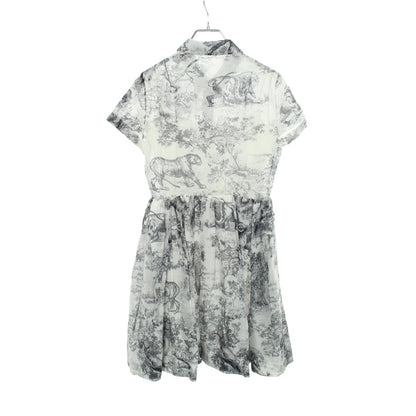 Toile de Jouy 半袖 シャツワンピース コットン ホワイト ダークネイビー クリスチャンディオール