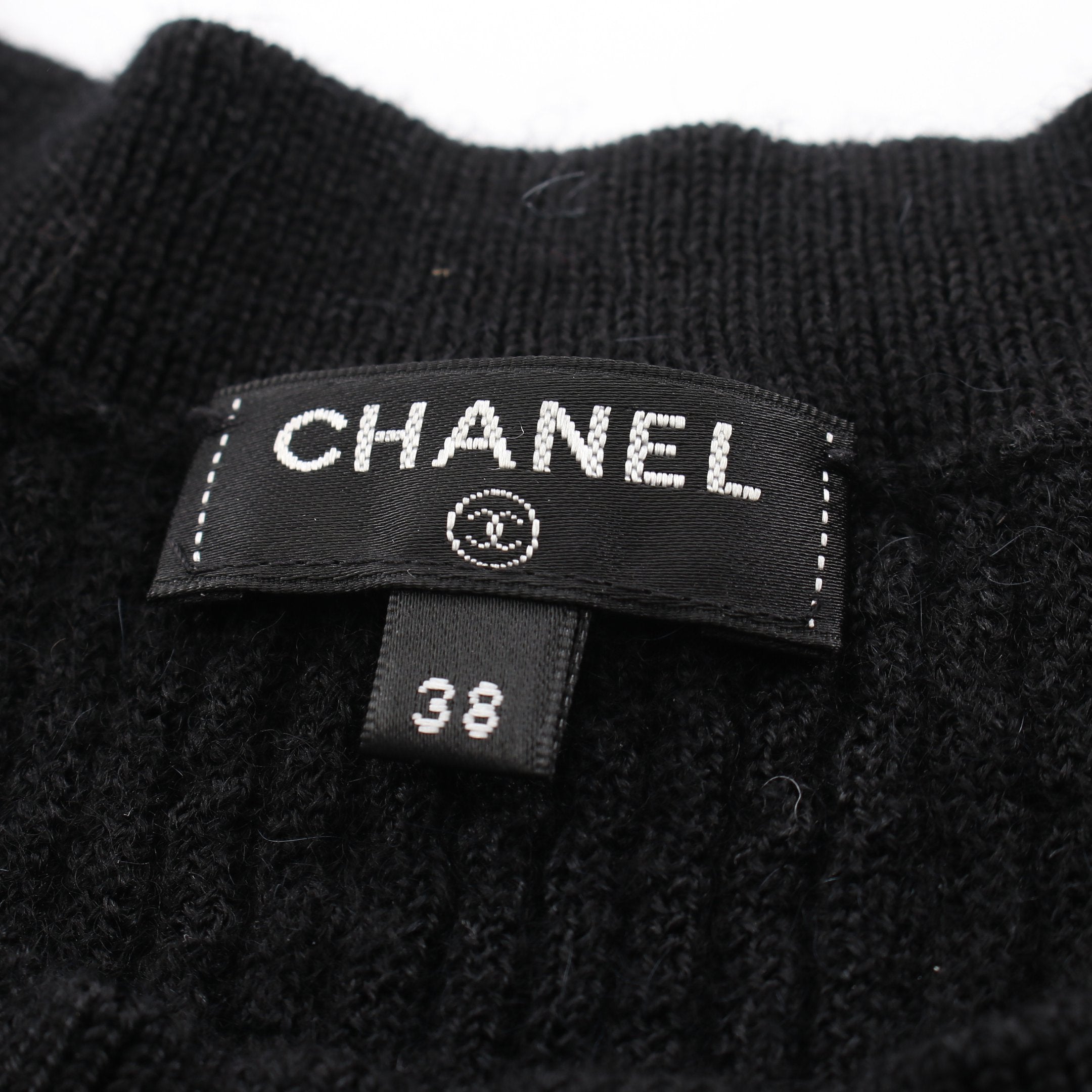 CHANELニットワンピ3⭐︎ボタン⭐︎シャネルマーク ココマークボタン ニットワンピース アルパカ ウール ブラック