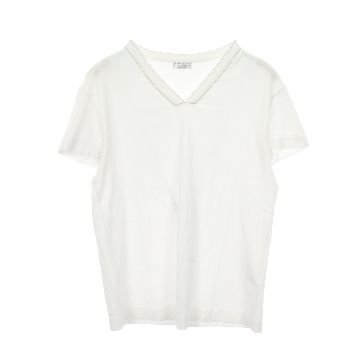 Vネック 半袖Tシャツ コットン ホワイト ブルネロクチネリ