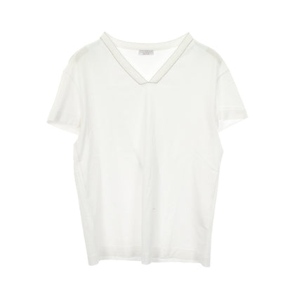 Vネック 半袖Tシャツ コットン ホワイト ブルネロクチネリ