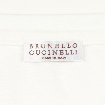 ビーズ刺繍 長袖Tシャツ コットン ホワイト ブルネロクチネリ