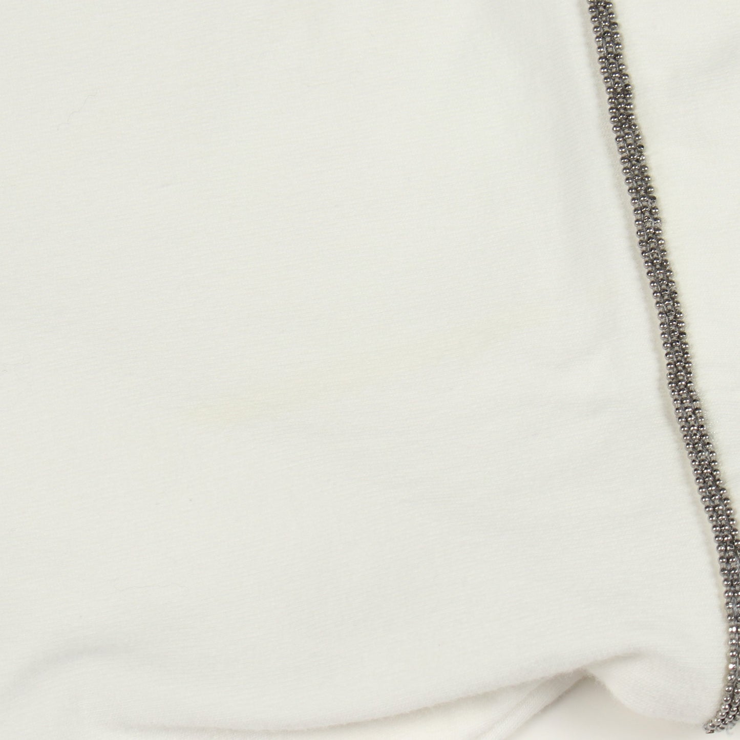ビーズ刺繍 長袖Tシャツ コットン ホワイト ブルネロクチネリ