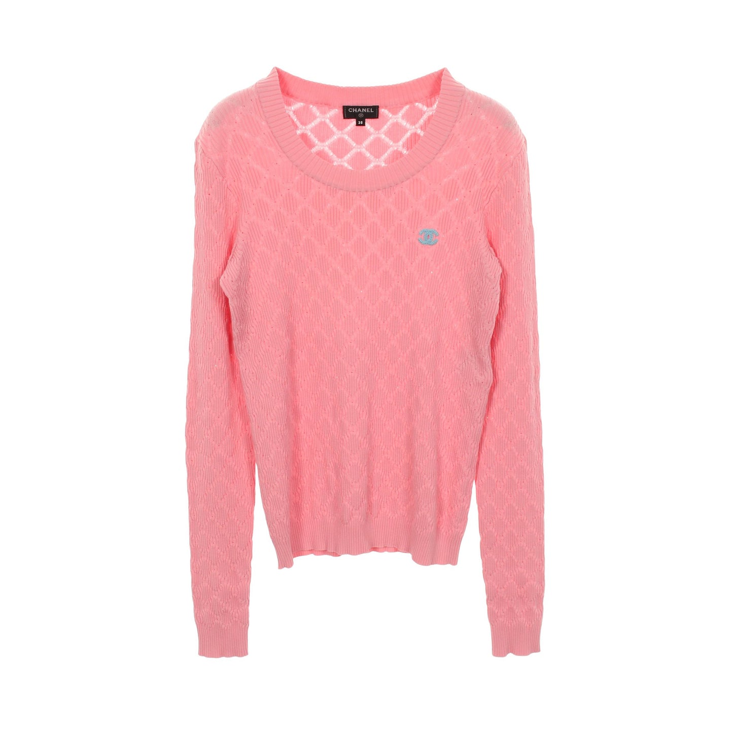 ココマーク チェック リブ ニット コットン ピンク シャネル トップス CHANEL