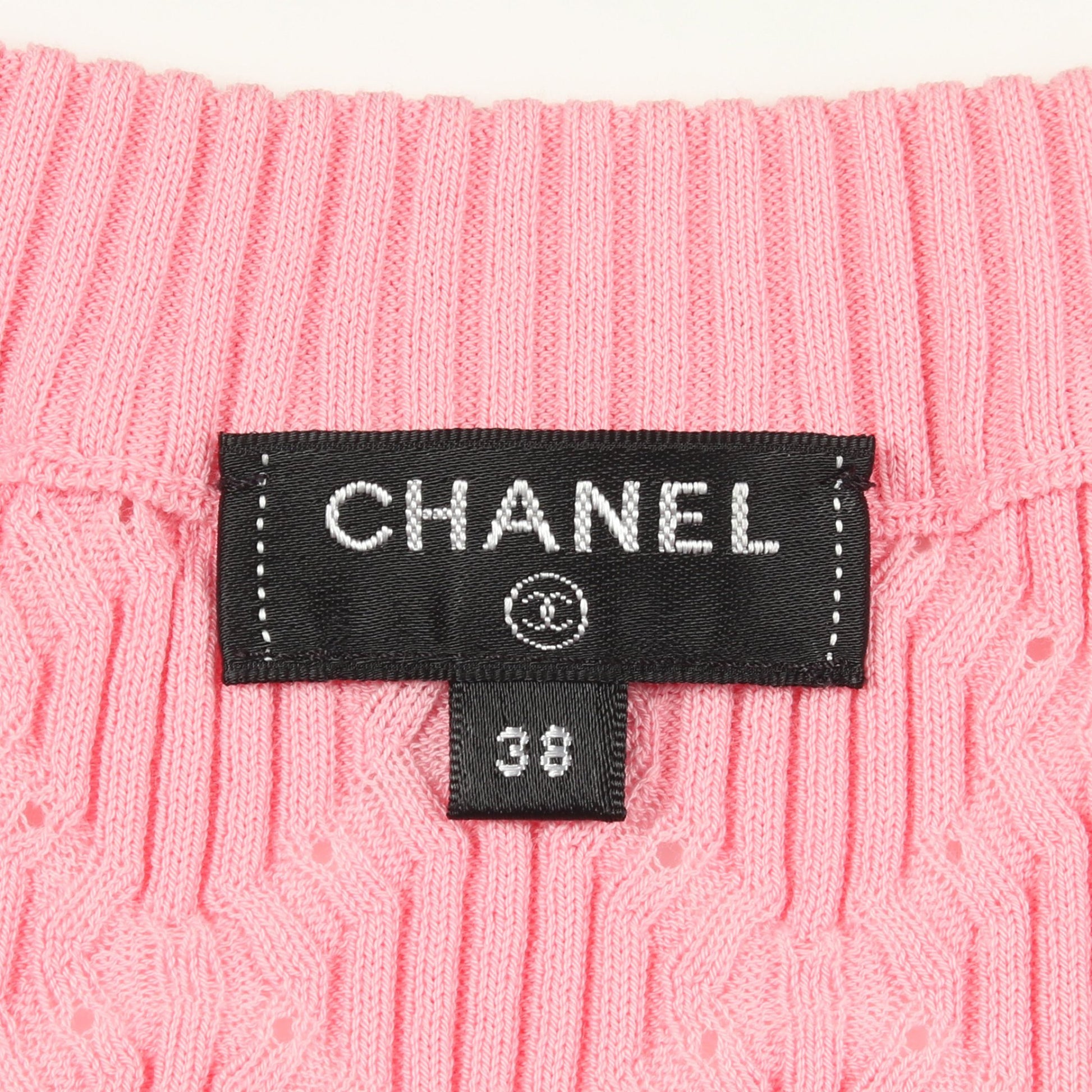 ココマーク チェック リブ ニット コットン ピンク シャネル トップス CHANEL