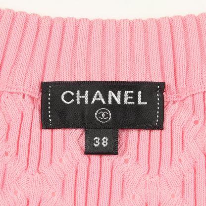 ココマーク チェック リブ ニット コットン ピンク シャネル トップス CHANEL