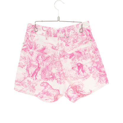 Toile de Jouy ショート デニムパンツ コットン ホワイト ピンク クリスチャンディオール