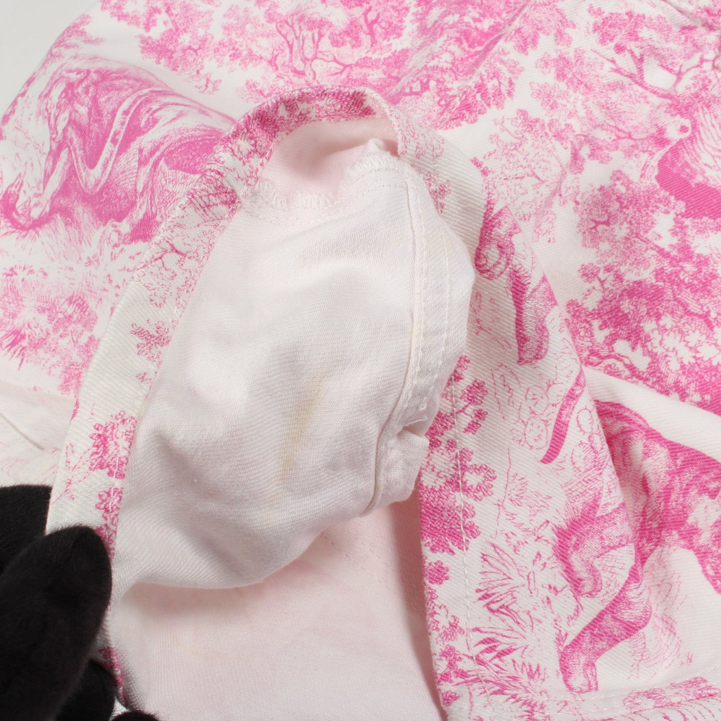 Toile de Jouy ショート デニムパンツ コットン ホワイト ピンク クリスチャンディオール