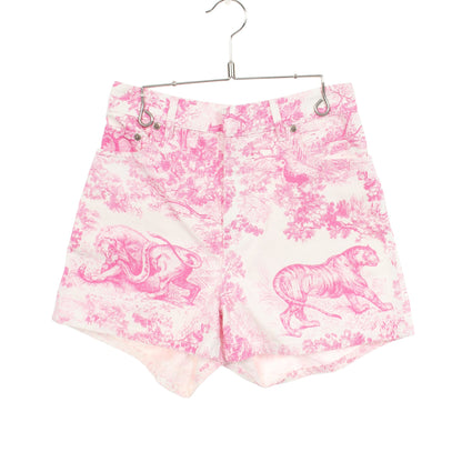 Toile de Jouy ショート デニムパンツ コットン ホワイト ピンク クリスチャンディオール