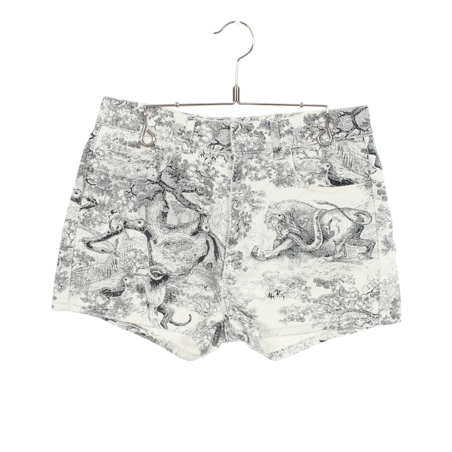 Toile de Jouy ショート デニムパンツ コットン ホワイト ブラック クリスチャンディオール