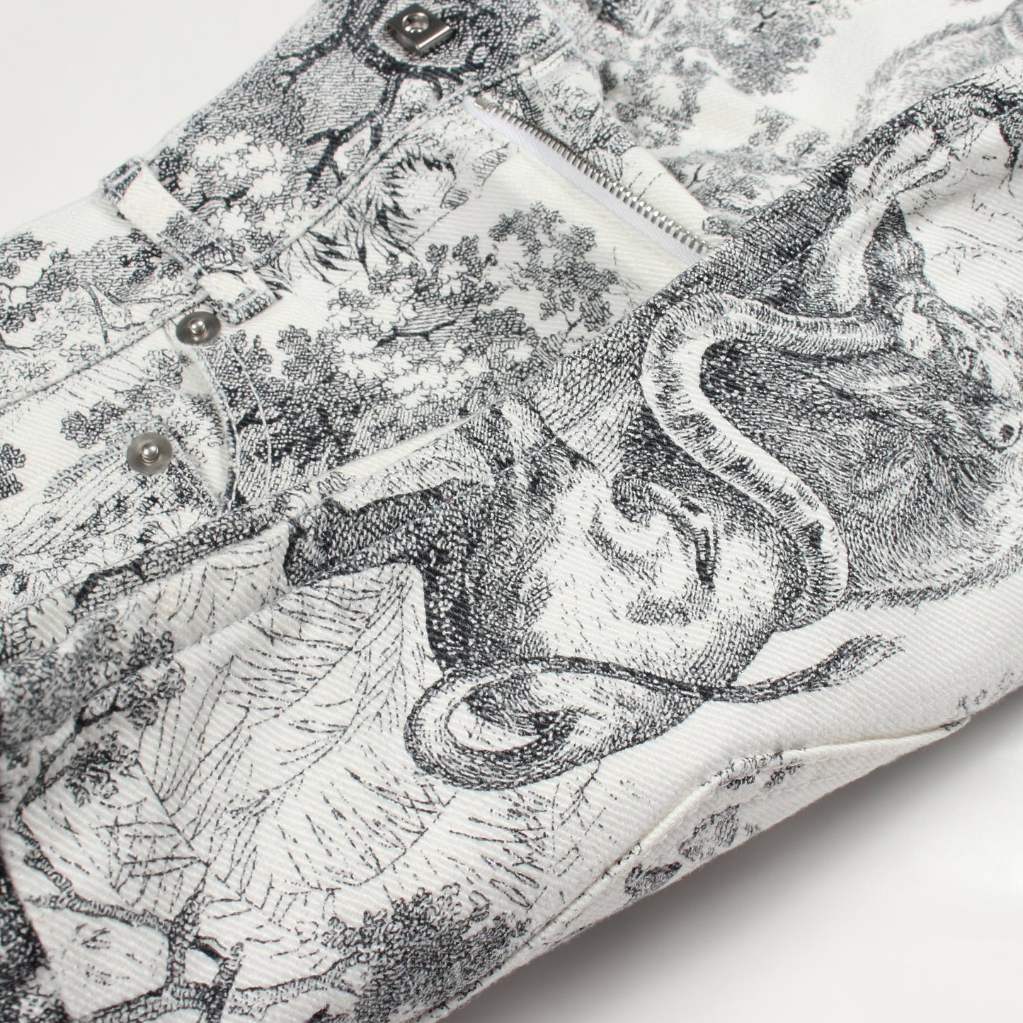 Toile de Jouy ショート デニムパンツ コットン ホワイト ブラック クリスチャンディオール