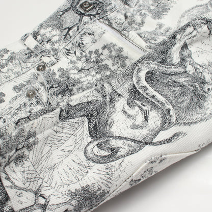 Toile de Jouy ショート デニムパンツ コットン ホワイト ブラック クリスチャンディオール