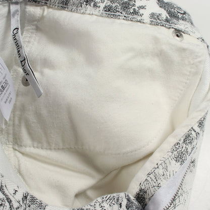 Toile de Jouy ショート デニムパンツ コットン ホワイト ブラック クリスチャンディオール