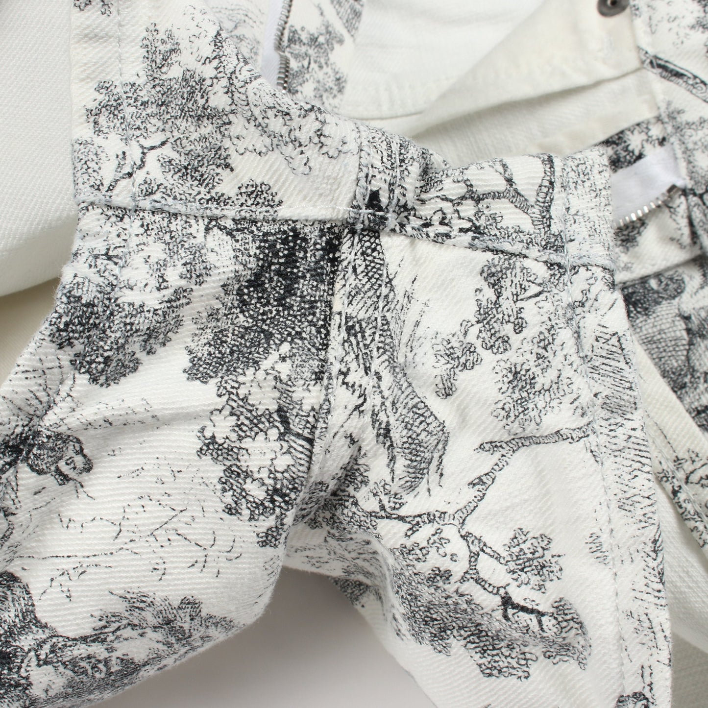 Toile de Jouy ショート デニムパンツ コットン ホワイト ブラック クリスチャンディオール