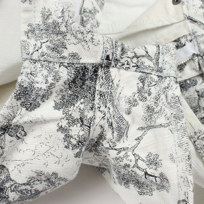Toile de Jouy ショート デニムパンツ コットン ホワイト ブラック クリスチャンディオール