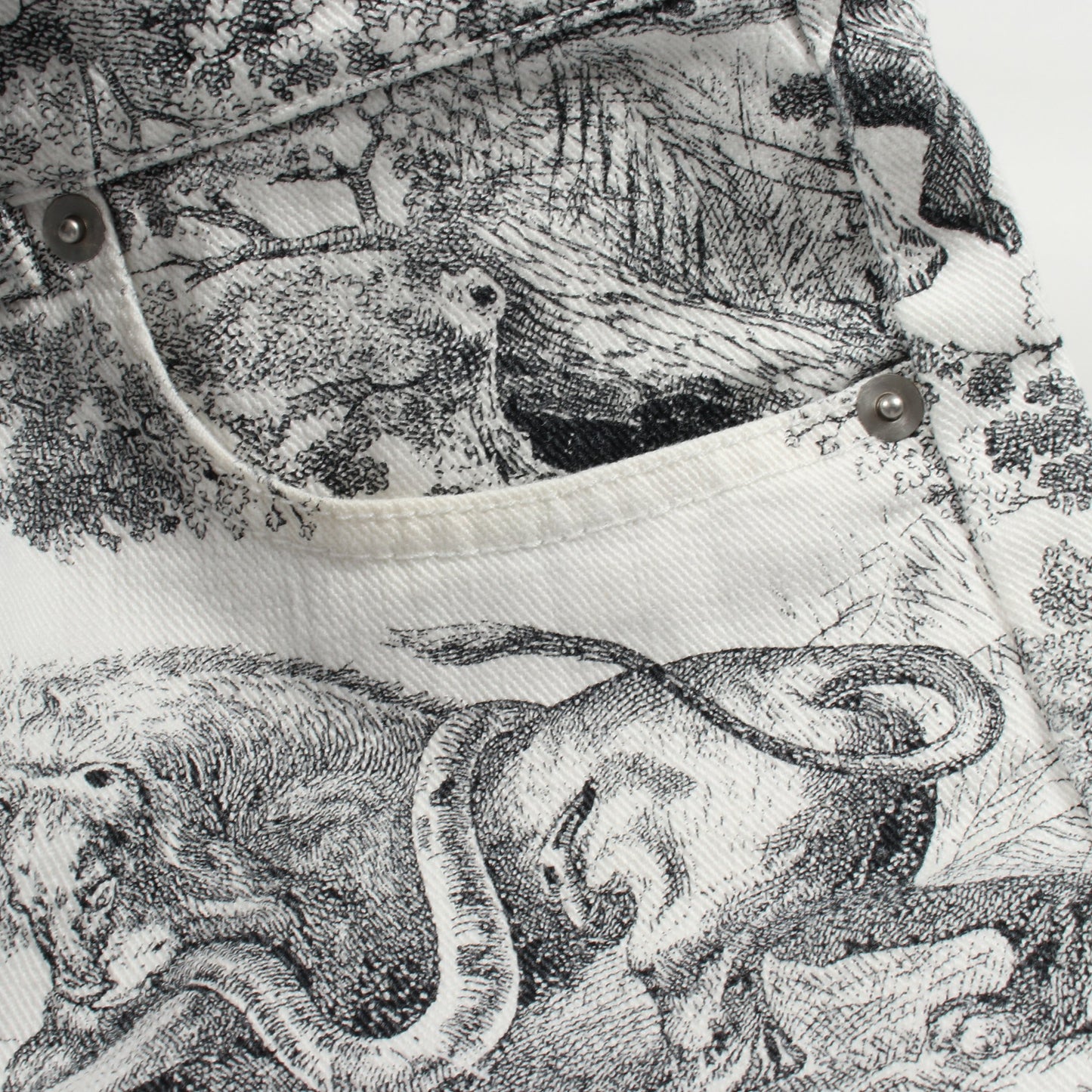 Toile de Jouy ショート デニムパンツ コットン ホワイト ブラック クリスチャンディオール